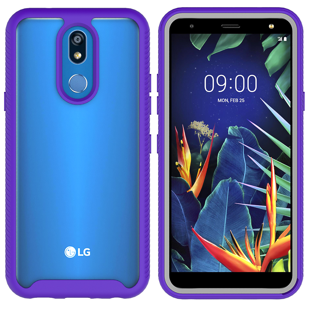LG K40 / K12 Plus / X4 (2019) Clear Dual Defense Hybrid Case (Purple)